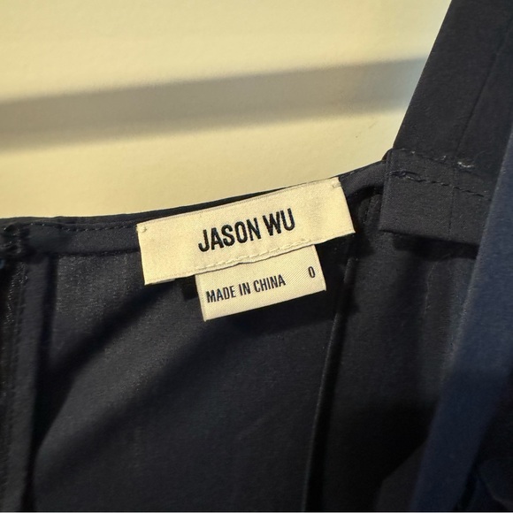 Jason Wu Navy Blue Tiered Floral-Embellished Midi Dress | Size 0 - Picture 11 of 11